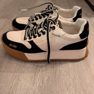 Sam Edelman Black and White Lace-Up Sneakers